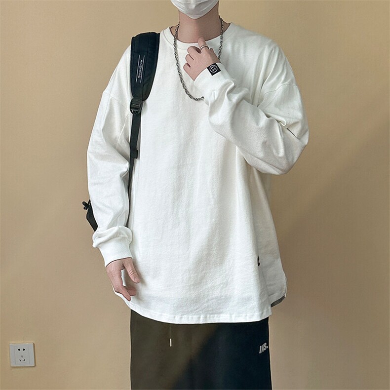 2025现货纯棉长袖T恤设计感宽松休闲打底上衣A351-AT2527-P55,男装T恤,电商A351