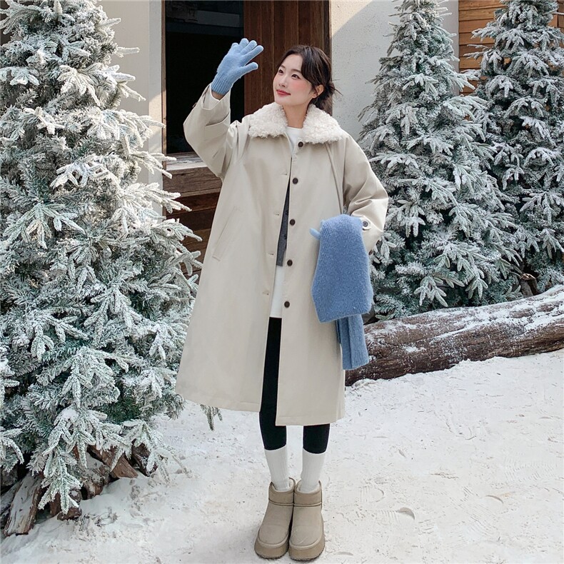 超好看羊羔毛拼接羽绒服女2025冬季新款女装工装保暖加厚派克服潮,女装羽绒服,慧尚2-185