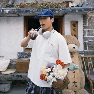 万针全刺绣工艺 高品质260克双纱纯棉美式高街短袖T恤 特P33图片
