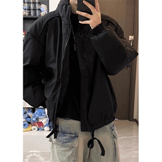 现货冬季美式休闲加厚雪山外套夹克立领纯色三防户外工装棉服，男装夹克，电商A486-1