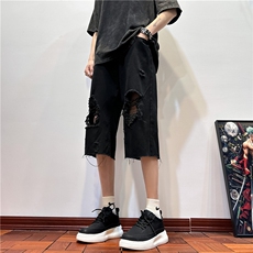 D2051-p45-控68现货风宽松cleanfit牛仔裤七分裤黑暗，男装牛仔裤，星座116