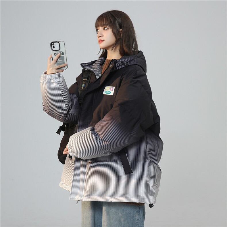 XZ-230-1MY09中性风宽松百搭简约扎染渐变休闲连帽棉服P128控158,男装棉衣,星座230-1