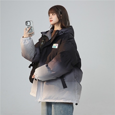 XZ-230-1MY09中性风宽松百搭简约扎染渐变休闲连帽棉服P128控158，男装棉衣，星座230-1