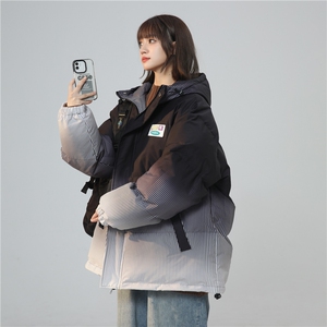 XZ-230-1MY09中性风宽松百搭简约扎染渐变休闲连帽棉服P128控158图片