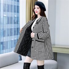 2021简约时尚优雅休闲小香风单排扣长袖加棉保暖毛呢大衣送腰带，女装毛呢外套，韩美纤衣