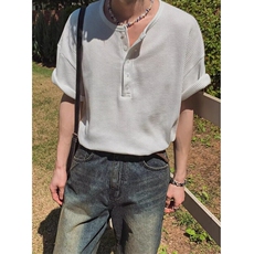夏季新款潮牌刺绣棉麻短袖纯色青年半袖t恤上衣T192，男装T恤，星座1116A（原606A-3）
