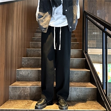 k1064-p55-控78M-5XL立体印花港风高阶宽松牛仔裤微喇，男装牛仔裤，星座116