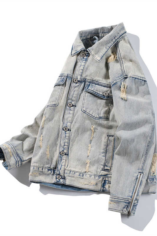 jk025-p85-限价128白底牛仔夹克肥仔秋款量足印花大码图片