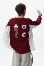 6XL-M美式潮牌印花长袖t恤男拼接撞色卫衣男上衣服CX3009-特P48，男装T恤，电商D206-1