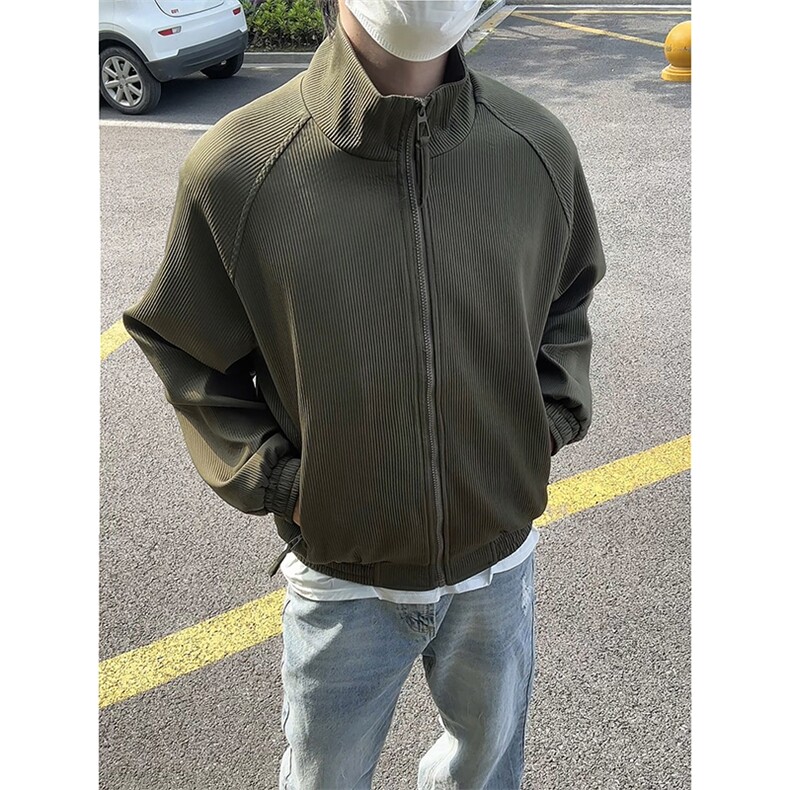 模特-美拉德风咖啡色竖条纹灯芯绒外套9013-P68，女装短外套，电商B380（原B361）