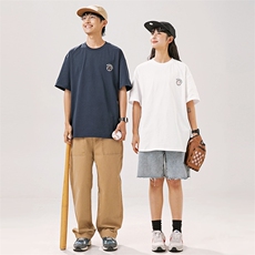 2024夏季新款男装日系潮牌纯棉印花圆领宽松短袖休闲T恤T936-F40，男装T恤，电商A101（原外27）