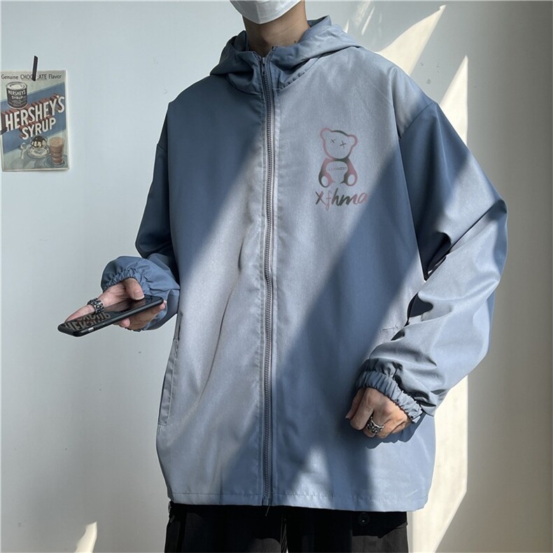 冲锋衣男士潮牌宽松连帽登山服秋冬新款美式工装夹克外套W003/P48,男装夹克,星座506