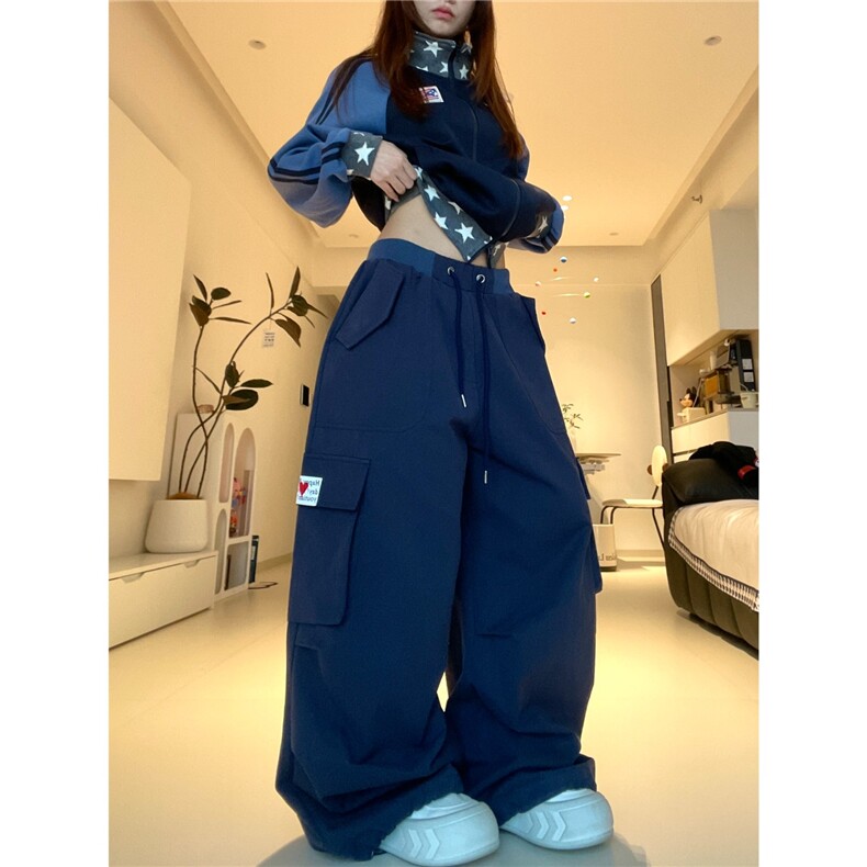 街头高街辣妹工装裤女2025新款宽松百搭休闲阔腿长裤CAB3120,男装工装外套,星座516A