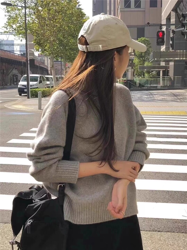 秋季新款舒适显瘦时尚百搭插肩高领针织衫,女装羊毛衫,恒恩羊绒