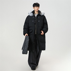 现货中长款棉衣男冬季加厚棉袄宽松连帽毛领棉服外套M107-P120，男装棉衣，星座308B-2