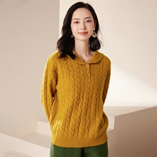2025春秋新款羊绒衫女100纯山羊绒时髦气质连帽领慵懒套头针织衫，女装羊绒衫，绒歆坊