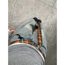 美式高街复古立体刺绣配腰带阔腿牛仔裤男女显瘦直筒弯刀拖地裤潮，男装牛仔裤，电商A486