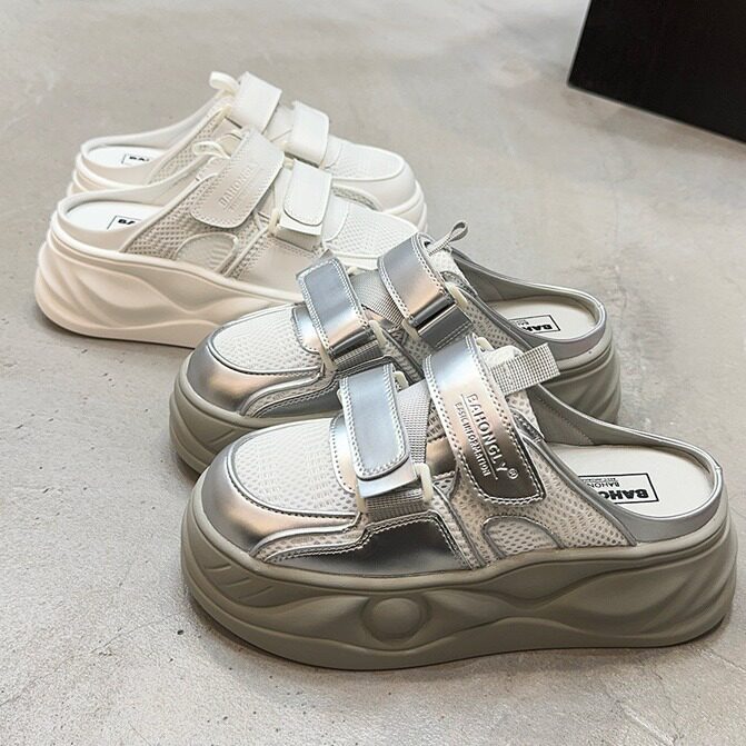 半拖鞋女2024新款魔术贴厚底夏季外穿懒人休闲一脚蹬，女鞋拖鞋，电商A223