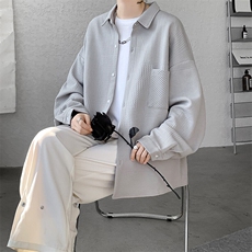 衬衫男2025春季新款港风宽松提花大码长袖衬衣CS023-P45(现货），男装衬衫，星座214-3