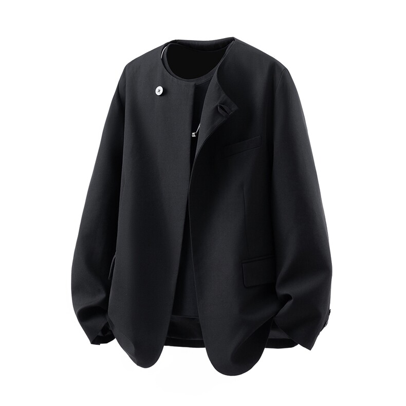 立体白底圆领新中式西服M-5XL大码宽松休闲西装男XF78107P85控138，男装西服套装，星座227-7