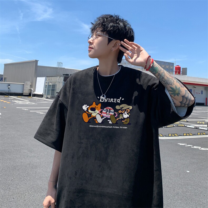 量大优供视频重磅麂皮绒短袖T恤男JPDX245-特P19,男装T恤,电商B367