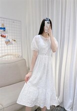 DINOBIENS【现货】夏季新款定制压花纯色连衣裙，女装连衣裙，迪诺比亚