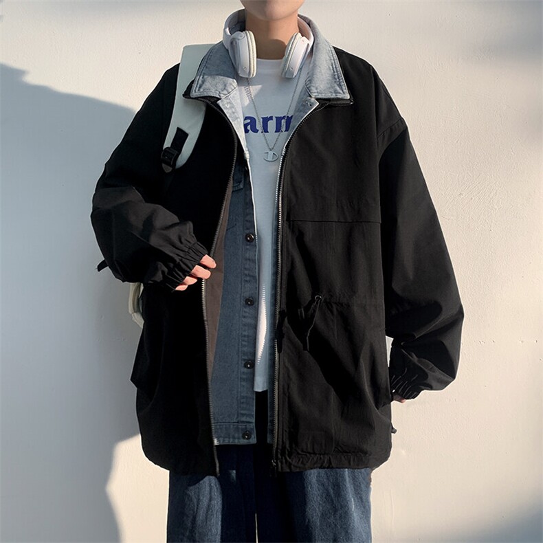 2025秋款大码潮牌休闲外套boy美式假两件工装上衣夹克J6073-P80图片