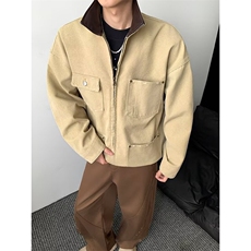 翻领拼接重磅简约多口袋纯棉休闲百搭夹克外套XZ212-QJK1043-P92，男装夹克，星座212
