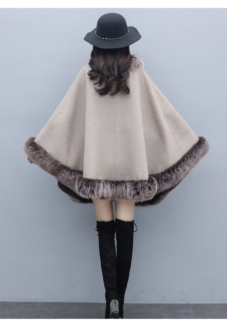 The new autumn and winter cape woolen coat is a versatile mid-length shawl for women, paired with a double-sided woolen cape coat pic 18
