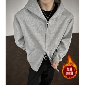 重磅500克双拉链开衫连帽卫衣纯色外套加绒奥粒绒 RH6127JR-P64图片