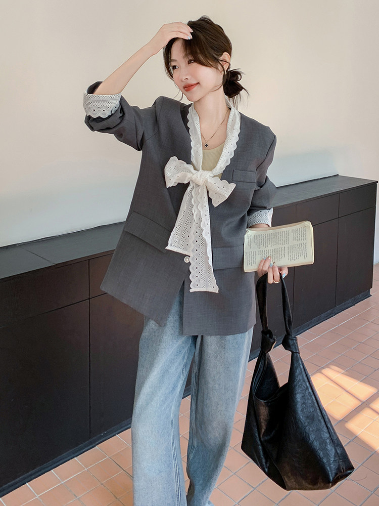 现货主推花边西装210-99118-P145-K2182025年秋季,女装西装,韩蜜菓