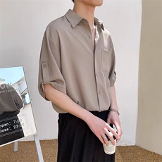 衬衫男短袖韩版潮流男装七分袖衬衣轻熟风痞帅夏季上衣CA04，男装衬衫，星座1116A-2（原606A-1）