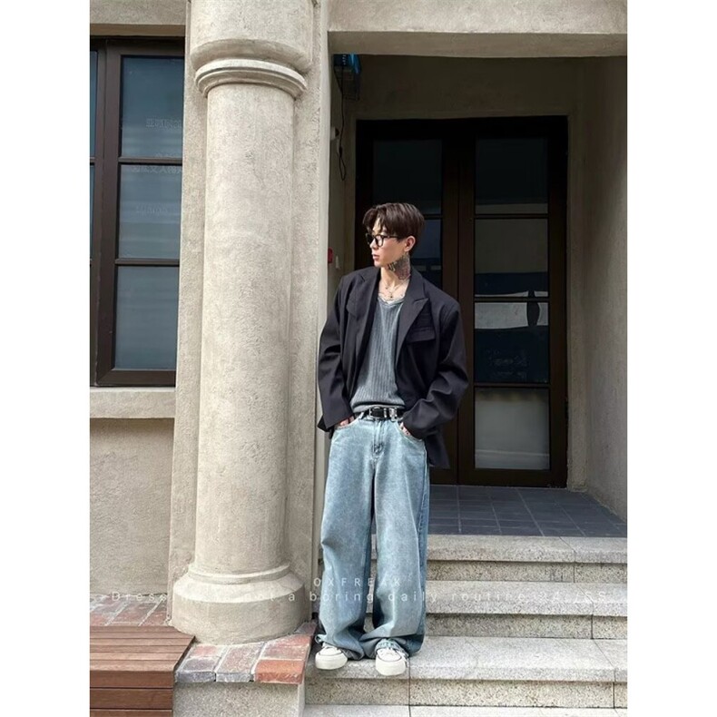 JY753-P63帅气宽松港风西装外套男春秋百搭休闲西服网图,男装西服套装,星座1501-3