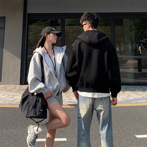 抖音得物高品质秋冬美式高街重磅结构辑明线纹理连帽卫衣外套W111图片