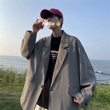 春秋季痞帅小西服外套男休闲宽松西装ins炸街港风帅气上衣F99-P52，男装西服套装，星座1008-2