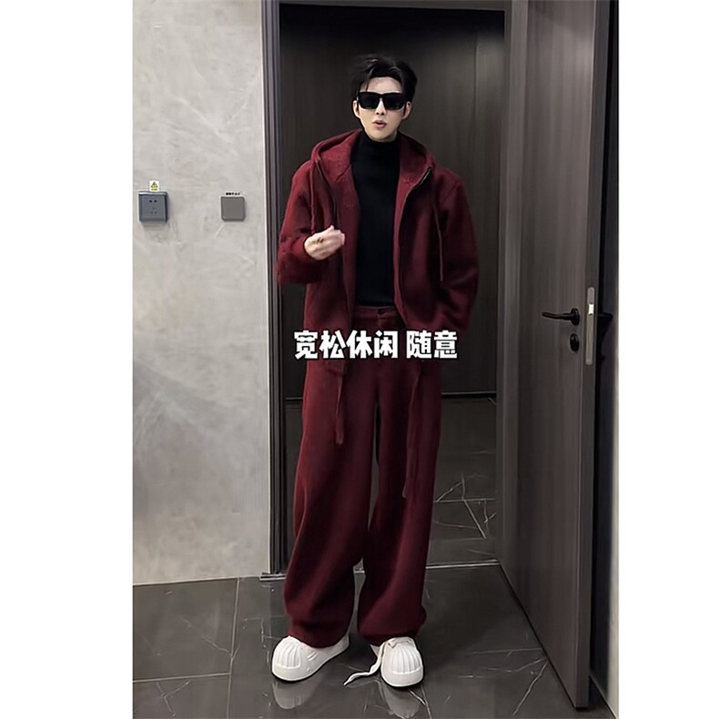 抖音加绒加厚满天星连帽卫衣阔腿裤套装上衣P123裤子P88 网图图片