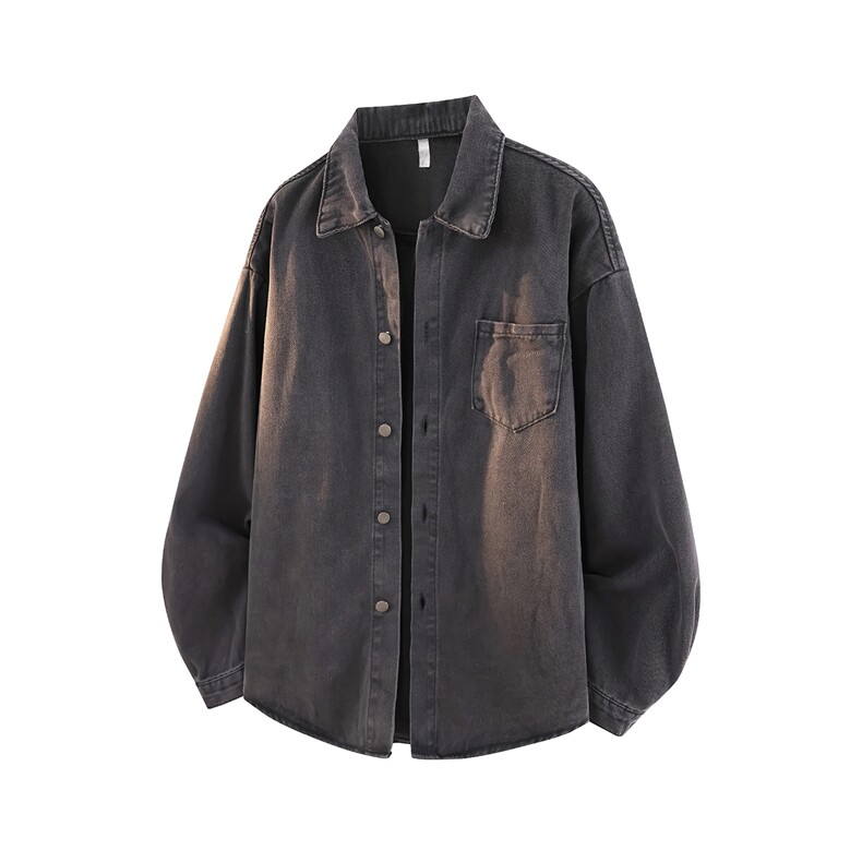 8XL-M特大码牛仔衬衫宽松浅蓝色牛仔外套男休闲衬衫CS502P68控88,男装工装外套,电商D206-1