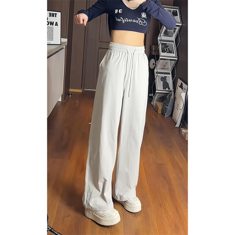 女模 中性休闲裤男女宽松冰丝裤直筒拖地裤速干裤 K3513-P35 控58图片