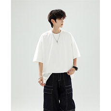 8XL-M高品质重磅棉光版纯色短袖T恤百搭款半截袖五分袖DX332特P23，男装T恤，电商D206-1