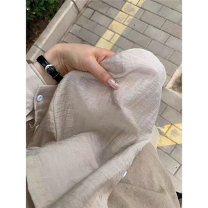 韩系白色薄款防晒长袖衬衫女夏装新款宽松慵懒风衬衣休闲外套上衣图片