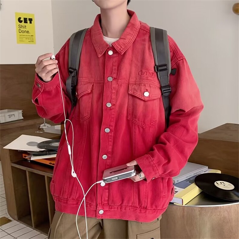 渐变牛仔夹克秋冬季休闲痞帅上衣美式ins潮牌工装外套男J8902-p75,男装夹克,星座1008