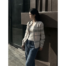 美丽诺羊毛混纺秋冬季复古费尔岛提花高智感毛织开衫针织衫男女款，男装针织衫/毛衣，星座506A