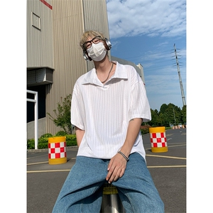 白色麦穗纹肌理感polo衫男款夏季高级感冰丝短袖T3687-特价P25图片