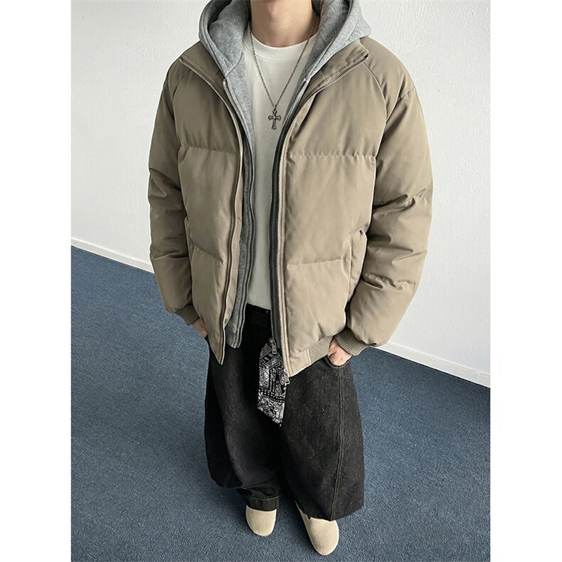 现货高品质重磅工艺美式高街假两件PU皮棉衣男女加厚棉服外套,男装棉衣,电商A486-1