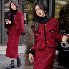 现货！！小香风套装2025秋冬新款高级感洋气法式冬裙两件套职业装，女装套装/套裙，众宇琦