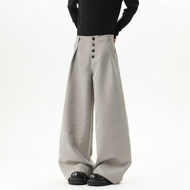 【现货】XZ1218XK020特价P98千鸟格打褶排扣老钱风休闲裤西裤，男装西裤，星座1218（原611-3）