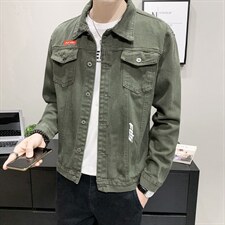 JK925-p55-限价78 大量现货网格牛仔夹克肥仔量足破洞印花大码图片