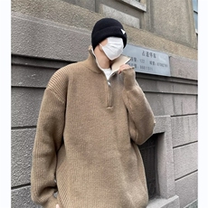 日系ins复古半拉链毛衣男冬季潮牌简约宽松保暖针织线衣MZ399-P56，男装针织衫/毛衣，星座412-2