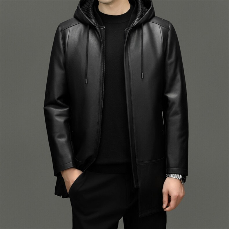 BG-H81008冬季新款男士真皮头层绵羊皮貂皮大衣男装皮风衣水貂胆，男装风衣，电商B360