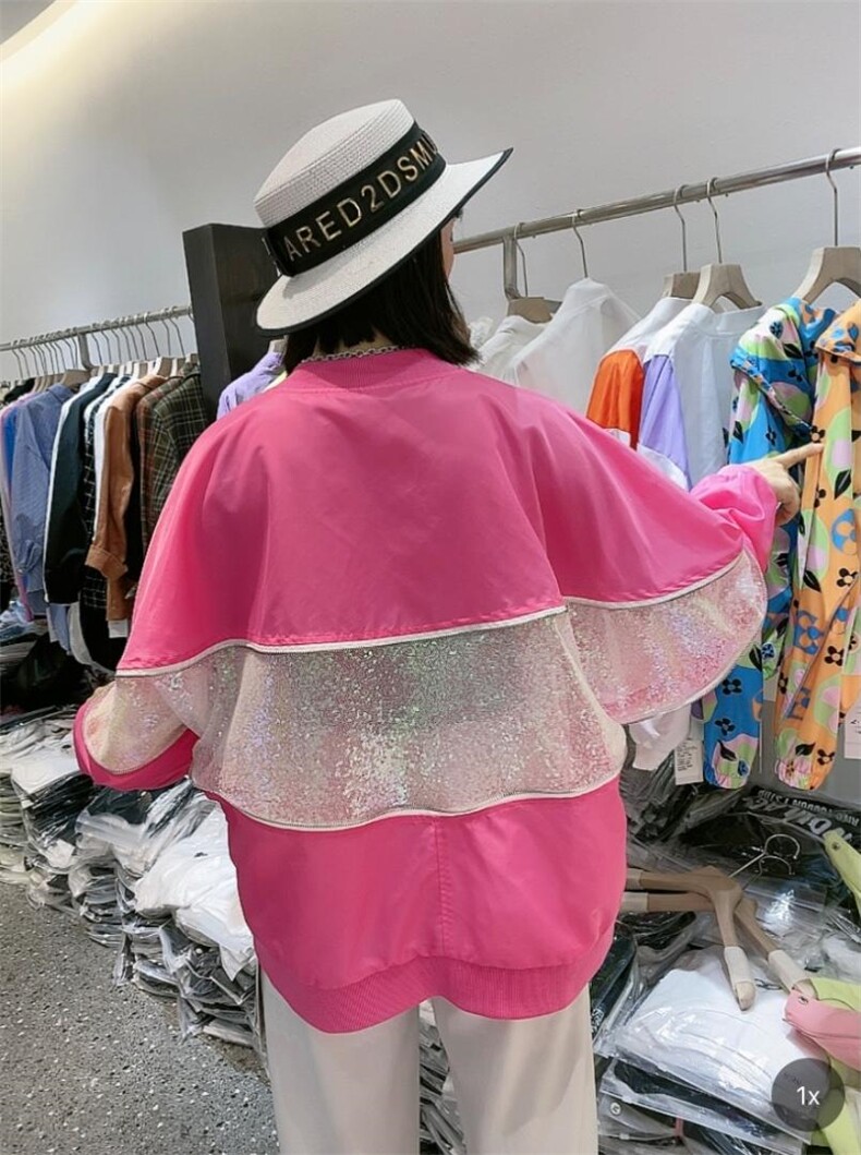 Z2127春季炸街女潮ins设计感小众薄款亮片上衣宽松外套,女装,L·H·X